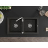 Mexen Mario granitinė dviejų skyrių plautuvė 820 x 436 mm, juoda/auksinė metalo spalva, chromuotas sifonas - 6504822000-75