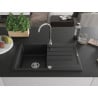 Mexen Bruno granito plautuvė 1 kamerų su nusausintuvu 795 x 495 mm, juoda, sifonas chromas - 6513791010-77