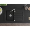 Mexen Bruno granito plautuvė 1 kamerų su nusausintuvu 795 x 495 mm, juoda, sifonas chromas - 6513791010-77