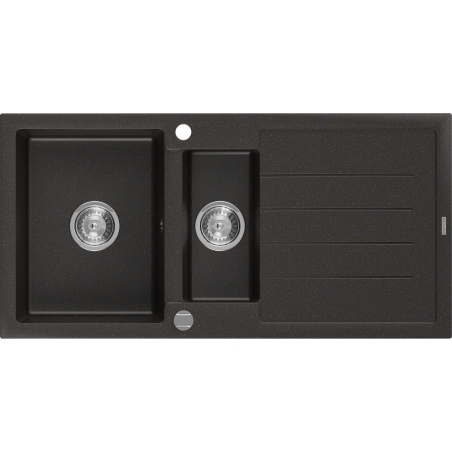 Mexen Andres granito plautuvė 1,5 skyrių su nusausintuvu 1000 x 500 mm, juoda/auksinė metalika, chrominis sifonas