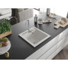 Mexen Vito granito plautuvė su vienu dubeniu 520 x 490 mm, balta, chromuotas sifonas - 6503521000-20