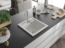 Mexen Vito vienguba granitinė plautuvė 520 x 490 mm, Balta - 6503521000-20