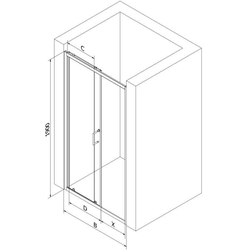 Mexen Apia slankiosios dušo durys 125 cm, skaidrios, juodos - 845-125-000-70-00