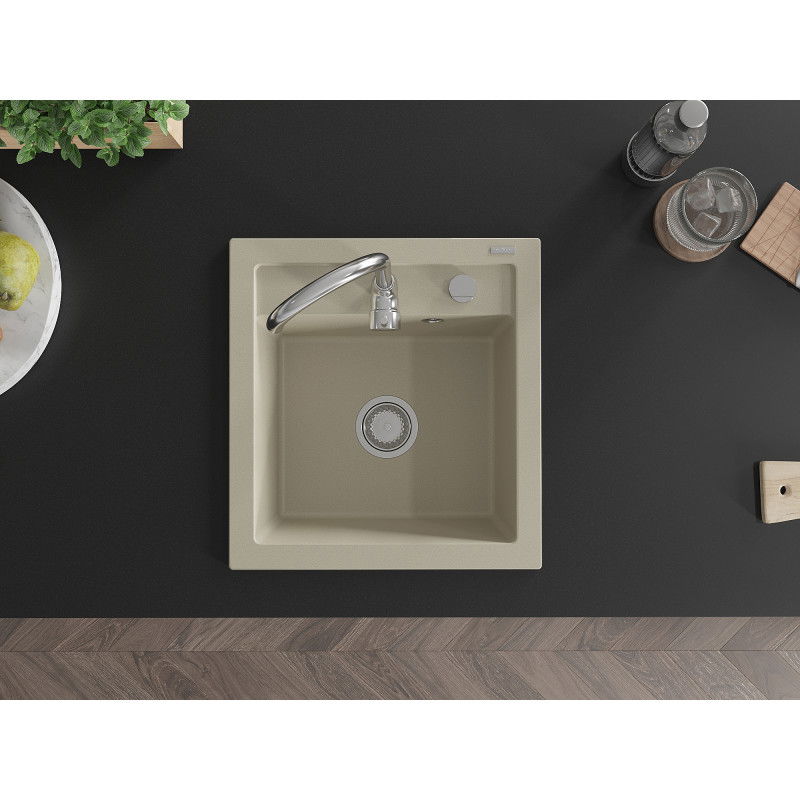 Mexen Vito granito plautuvė 1 skyrius 520 x 490 mm, smėlinė, sifonas chromas - 6503521000-69