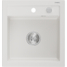 Mexen Vito granito plautuvė su vienu dubeniu 520 x 490 mm, balta, chromuotas sifonas - 6503521000-20