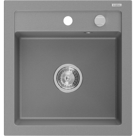 Mexen Vito granitinė virtuvės kriauklė 1 skyrelio 520 x 490 mm, pilka, chromu sifonas - 6503521000-71