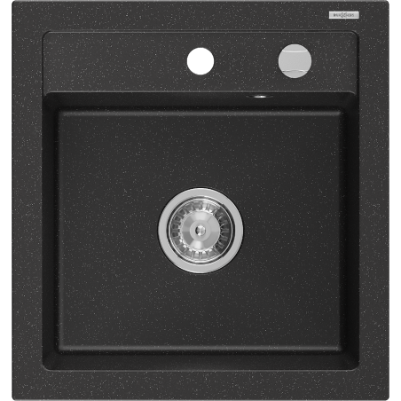 Mexen Vito vienguba granitinė plautuvė 520 x 490 mm, Juoda/Sidabrinis metallic - 6503521000-73