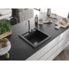 Mexen Vito vienguba granitinė plautuvė 520 x 490 mm, Juoda/Sidabrinis metallic - 6503521000-73