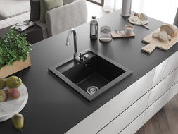 Mexen Vito vienguba granitinė plautuvė 520 x 490 mm, Juoda/Sidabrinis metallic - 6503521000-73