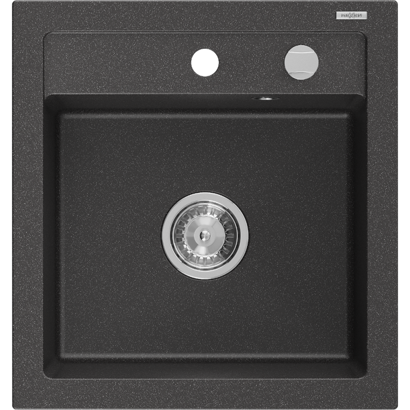 Mexen Vito vienguba granitinė plautuvė 520 x 490 mm, Juodai dėmėtas - 6503521000-76