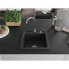 Mexen Vito granitinė kriauklė, 1 skyrius, 520 x 490 mm, juoda, chromuotas sifonas - 6503521000-77