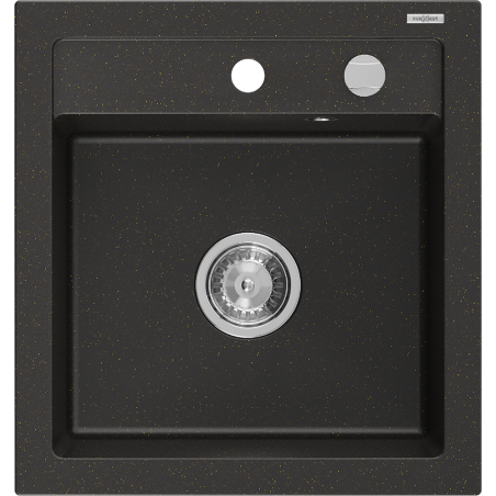 Mexen Vito vienguba granitinė plautuvė 520 x 490 mm, Juoda/Auksinė metallic - 6503521000-75