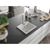 Mexen Milo akmens masės virtuvės kriauklė su viena kamera 435 x 410 mm, balta, chromuotas sifonas - 6505441000-20