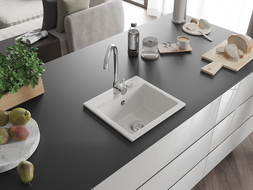 Mexen Milo vienguba granitinė plautuvė 435 x 410 mm, Balta - 6505441000-20