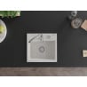 Mexen Milo granito plautuvė 1-jų skylių 435 x 410 mm, balta, chromuotas sifonas - 6505441000-20