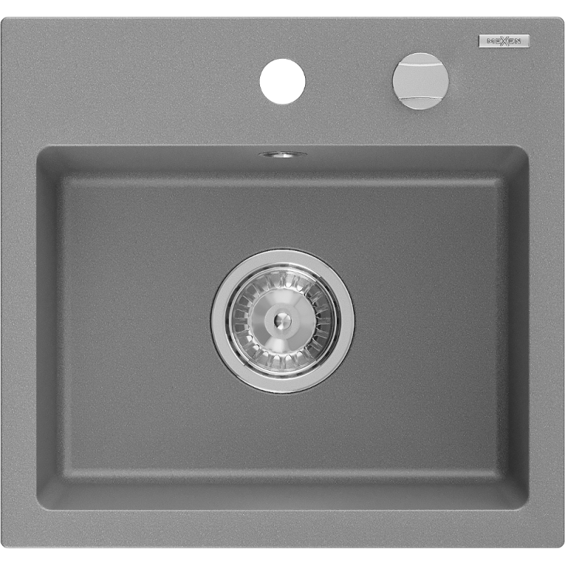 Mexen Milo vienguba granitinė plautuvė 435 x 410 mm, Pilka - 6505441000-71