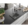 Mexen Milo granitinė vienos kameros plautuvė 435 x 410 mm, pilka, chromuotas sifonas - 6505441000-71