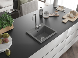 Mexen Milo vienguba granitinė plautuvė 435 x 410 mm, Pilka - 6505441000-71