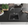 Mexen Milo granitinė vienos kameros kriauklė 435 x 410 mm, juoda taškuota, chromuotas sifonas - 6505441000-76