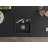 Mexen Milo granitinis vienos kameros plautuvė 435 x 410 mm, juoda/auksinė metalizuota, chromuotas sifonas - 6505441000-75