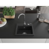 Mexen Milo granitinė vienos kameros virtuvės kriauklė 435 x 410 mm, juoda, chromuotas sifonas - 6505441000-77