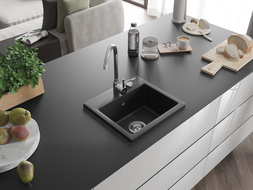 Mexen Milo vienguba granitinė plautuvė 435 x 410 mm, Juoda - 6505441000-77