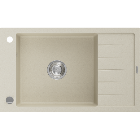 Mexen Elias granitinė vieno dubens plautuvė su nutekėjimu 795 x 480 mm, smėlio spalvos, chromuota sifonas - 6511791005-69