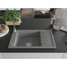 Mexen Elias granitinė vienos kameros kriauklė su nutekėjimu 795 x 480 mm, pilka, chromuotas sifonas - 6511791005-71