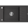 Mexen Elias granitinė 1-osios kameros plautuvė su nusausintuvu 795 x 480 mm, juoda taškuota, chromuotas sifonas