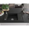 Mexen Elias granito plautuvė vienos talpos su nuvarvėjimo zona 795 x 480 mm, juodas, chromuota sifonas - 6511791005-77