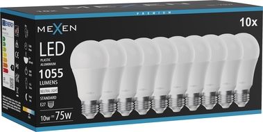 Mexen Nova 10x LED lemputė E27, A60, 10W, Neutrali - 4000K, 1055 lm - L100-E27-1040-01x10