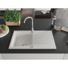 Mexen Cesar granitinė vienos kameros plautuvė su nusausintuvu 775 x 470 mm, balta, chromuotas sifonas - 6514771010-20