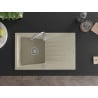 Mexen Cesar granitinė vienos dubens kriauklė su nusausintuvu 775 x 470 mm, smėlio spalvos, sifonas chromuotas - 6514771010-69