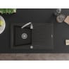 Mexen Cesar granito plautuvė su viena kamera ir nuvarvėjimo lenta 775 x 470 mm, juoda/auksinė metaliko, chromuotas sifonas - 65?