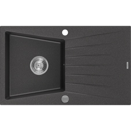 Mexen Cesar vienguba granitinė plautuvė su džiovykle 775 x 470 mm, Juodai dėmėtas - 6514771010-76