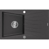 Mexen Cesar granitinė vienos kameros plautuvė su drenažu 775 x 470 mm, juoda su dėmėmis, chromuotas sifonas - 6514771010-76
