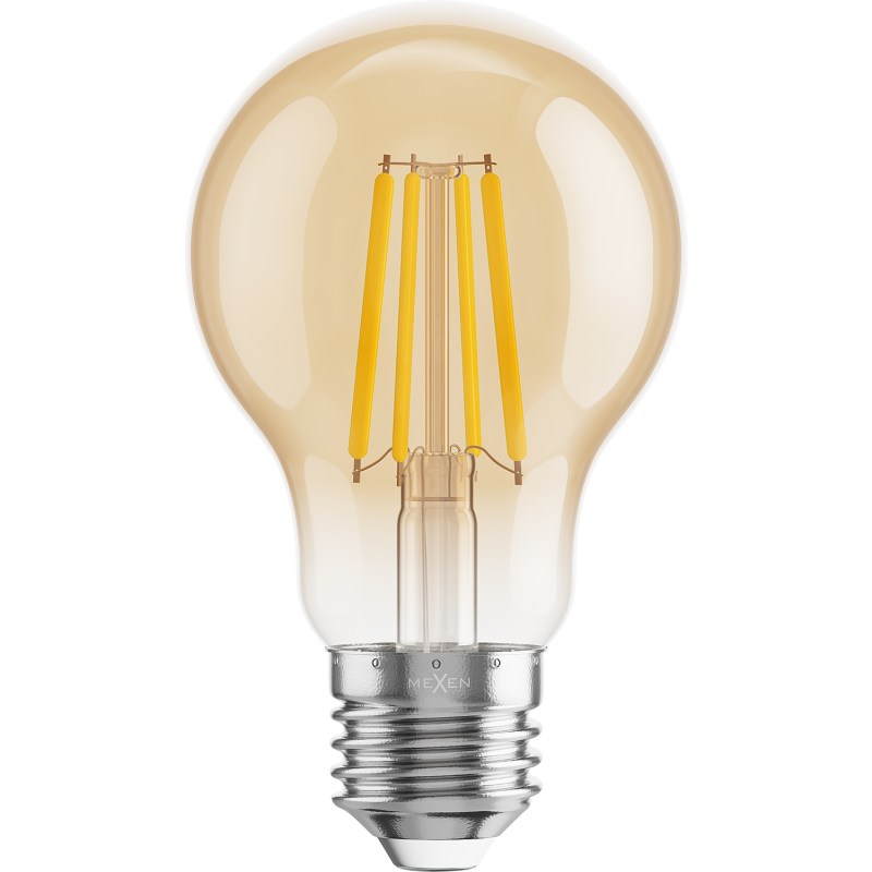 Mexen Vintis 3x LED filamentinė lemputė E27, A60, 6W, Šilta - 2700K, 600 lm, gintaro - L150-E27-0627-50x03