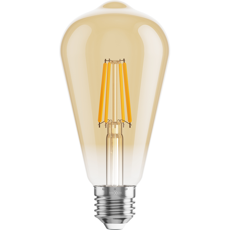 Mexen Vintis 3x LED gijų lemputė E27, ST64, 6W, Šilta - 2700K, 600 lm, gintaro - L152-E27-0627-50x03