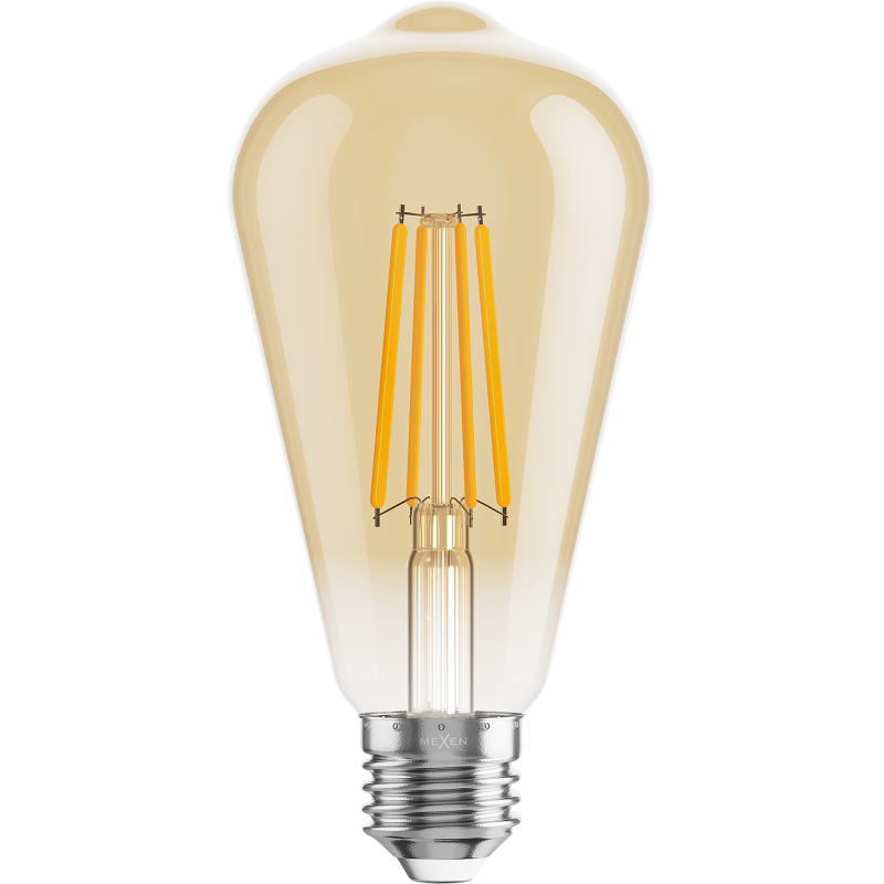 Mexen Vintis 3x LED gijų lemputė E27, ST64, 8W, Šilta - 2200K, 750 lm, gintarinė - L152-E27-0822-50x03