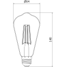 Mexen Vintis 3x LED siūlo lemputė E27, ST64, 8W, Šilta - 2700K, 680 lm, dūminė - L152-E27-0827-70x03