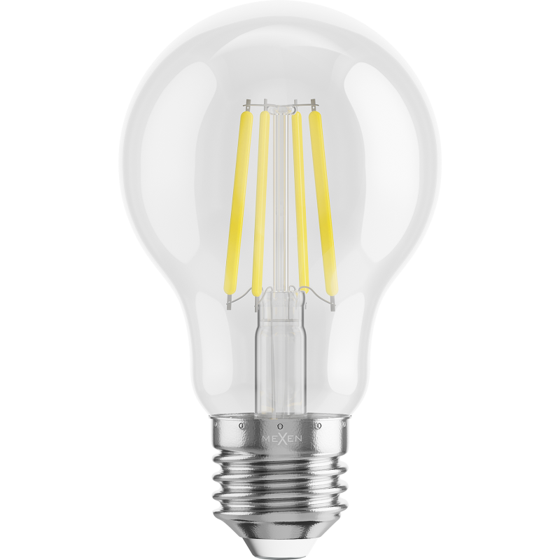 Mexen Vintis 6x LED siūlo lemputė E27, A60, 6W, Šaltai balta - 6500K, 720 lm, skaidri - L150-E27-0665-00x06