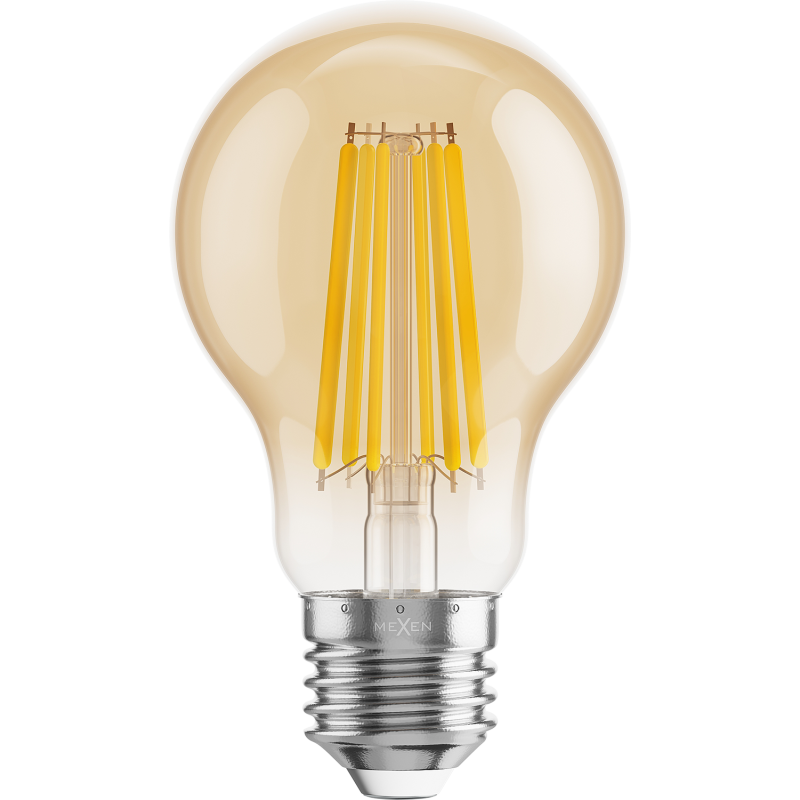Mexen Vintis 6x LED kaitrinė lemputė E27, A60, 12W, Šilta - 2700K, 1125 lm, gintarinė - L150-E27-1227-50x06