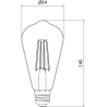 Mexen Vintis 10x LED gijinio lemputė E27, ST64, 8W, Šilta - 2200K, 600 lm, dūminė - L152-E27-0822-70x10
