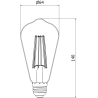 Mexen Vintis 10x LED gijinė lemputė E27, ST64, 10W, Šalta - 6500K, 1320 lm, skaidrus - L152-E27-1040-00x10