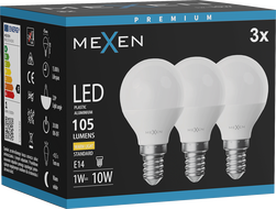 Mexen Nova 3x LED lemputė E14, G45, 1W, Šilta - 3000K, 105 lm - L101-E14-0130-01x03