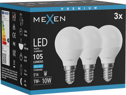Mexen Nova 3x LED Lemputė E14, G45, 1W, Šalta - 6500K, 105 lm - L101-E14-0165-01x03