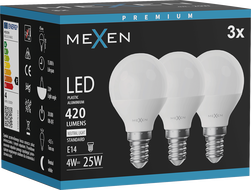 Mexen Nova 3x LED lemputė E14, G45, 4W, Neutraali - 4000K, 420 lm - L101-E14-0440-01x03