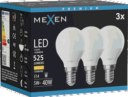 Mexen Nova 3x LED lemputė E14, G45, 5W, Šilta - 3000K, 525 lm - L101-E14-0530-01x03