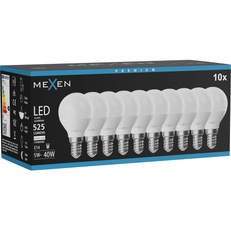 Mexen Nova 10x LED lemputė E14, G45, 5W, Neutralus - 4000K, 525 lm - L101-E14-0540-01x10