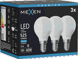 Mexen Nova 3x LED lemputė E14, G45, 5W, Šaltai - 6500K, 525 lm - L101-E14-0565-01x03